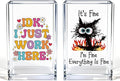Funny Black Cat Work 2 Pack Acrylic Cosmetic Pencil Pen Holder Cup, Cute Office by Unknown