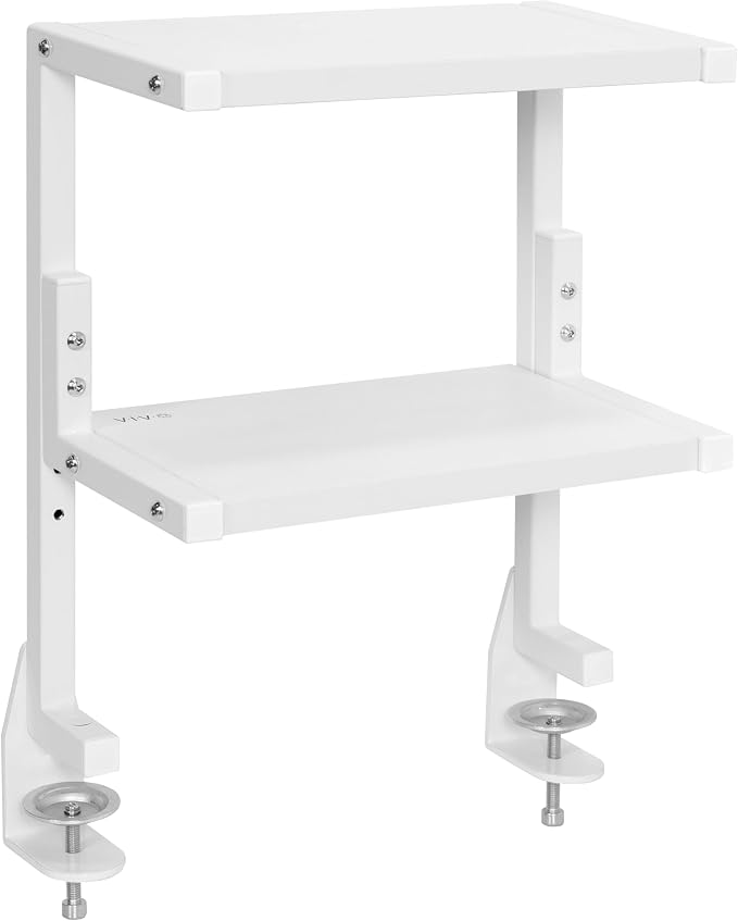 VIVO White Clamp-on 13 inch 2-Tier Desk Shelf, STAND-SHELF2CW | Above or Below by Unknown
