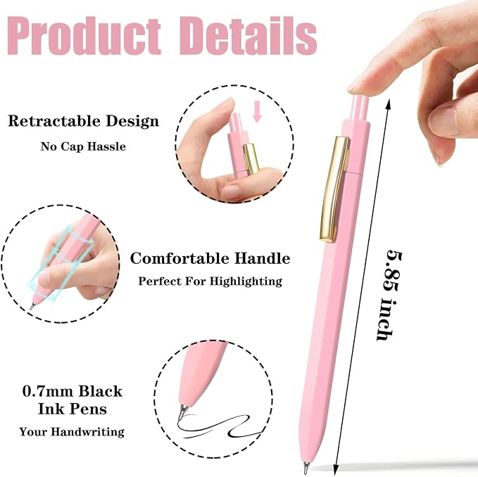 Piochoo Pens Ballpoint, 0.7mm Medium Point Cute Pens - Image 2