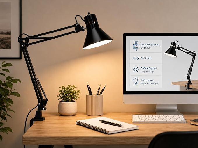 Bostitch Office VLF100 LED Swing Arm Desk Lamp - Image 2
