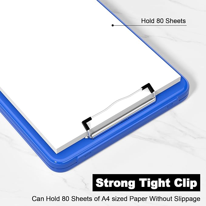 Hongri Clipboard with Storage, 8.5 x 11 Clip Board Foldable, Dark Blue | Bottom - Image 4