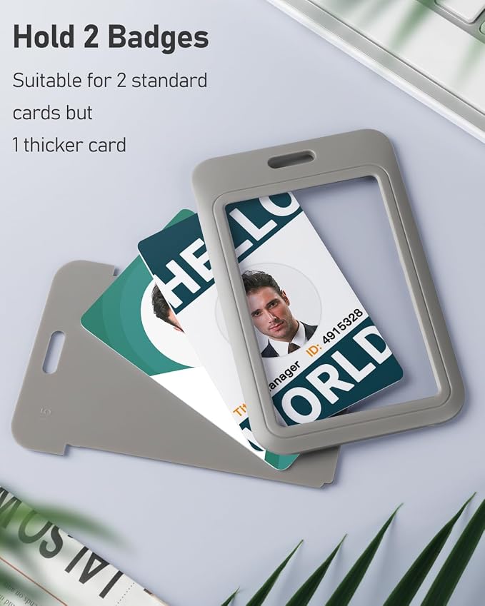 Uniclife 1 Pack Sliding ID Badge Holder Vertical Hard Plastic Case - Image 2
