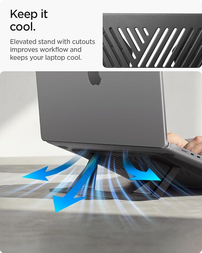 Spigen Slim Fold Portable Laptop Stand Foldable Ergonomic Angle Lift Anti-Slip - Image 6