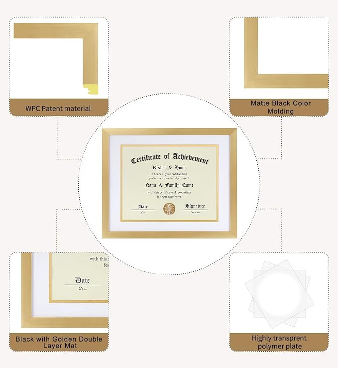 ELSKER&HOME 8.5 x 11 Certificate Frame Gold - Image 5