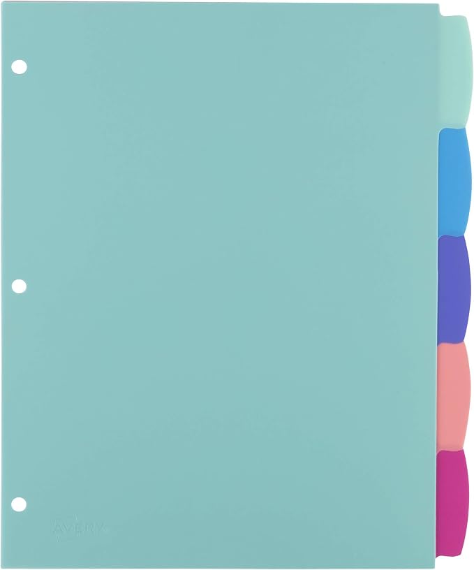 Avery Write & Erase Dividers for 3 Ring Binders, 5 Tabs per Set, Binder - Image 3
