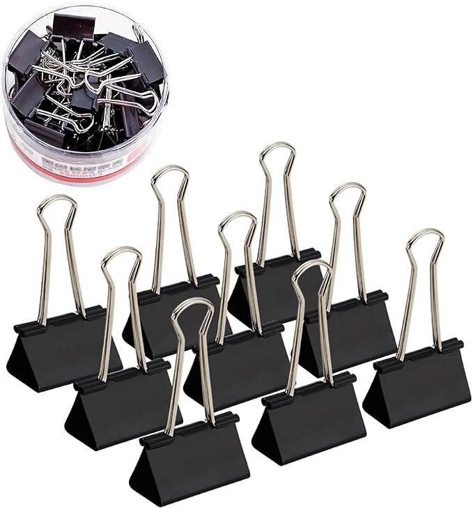 Coideal Black Binder Clips Medium, 1.25 Inch Black Metal Paper Clips 24 Pcs - Image 8
