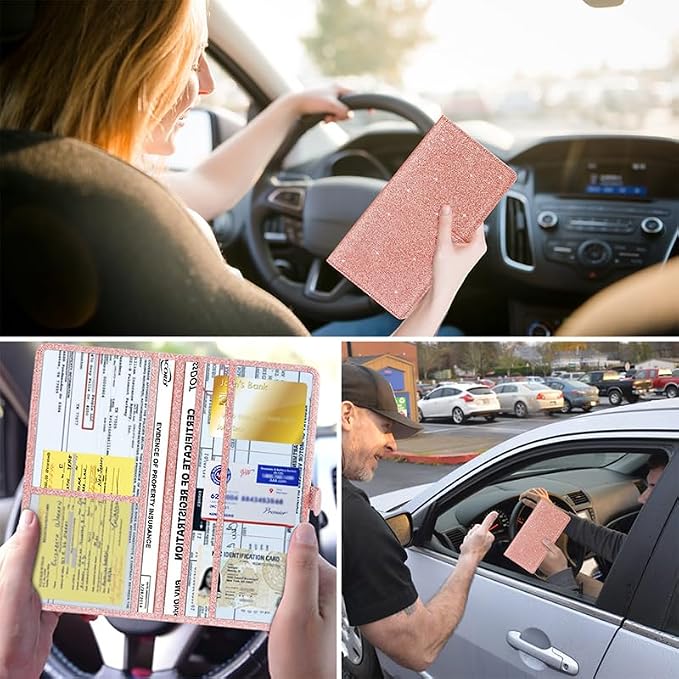 TILDOSAC 2 Ppack Leather Car Registration and Insurance Card Holder, Car - Image 3