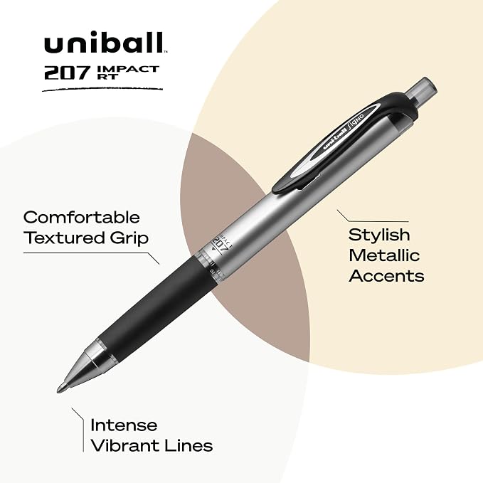 uni-ball Signo 207 Impact Stick Gel Pen, 4 Black Pens, 1.0mm Bold Point Gel Pens - Image 3