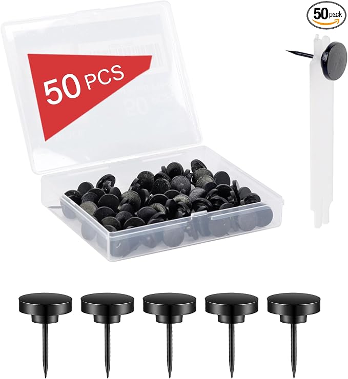 50 PCS Flat Push Pins for Cork Board, Board Posters Bulletin Maps, Office Home by BoxedHomeProducts