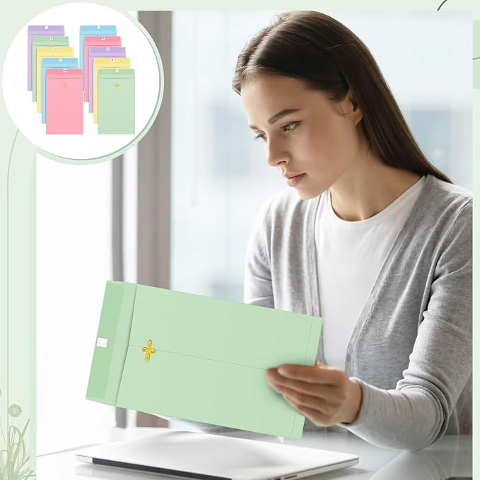Geyee 100 Pcs Clasp Manilla Envelopes 9 x 12 Inch Gummed Colored Envelopes - Image 6