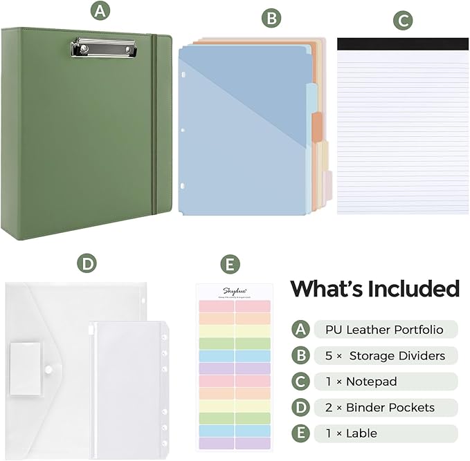 SKYDUE 3 Ring Binder with Clipboard, 2 Inch Binder, PU Clipboard Binder with - Image 3