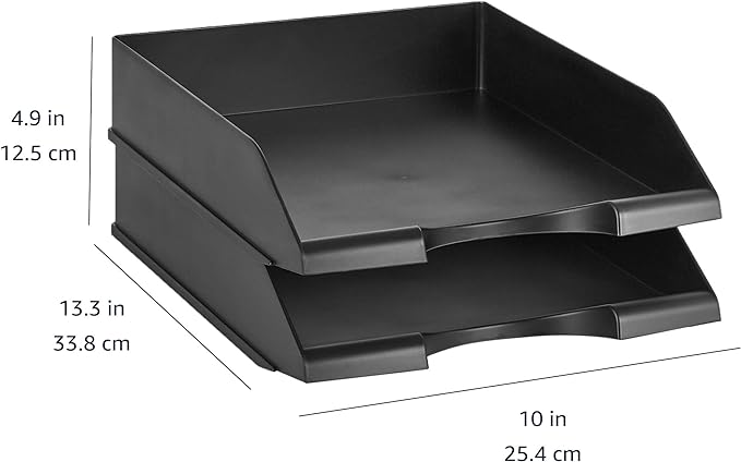 Amazon Basics Rectangular Stackable Desk Organizer Office Letter Tray, File - Image 4