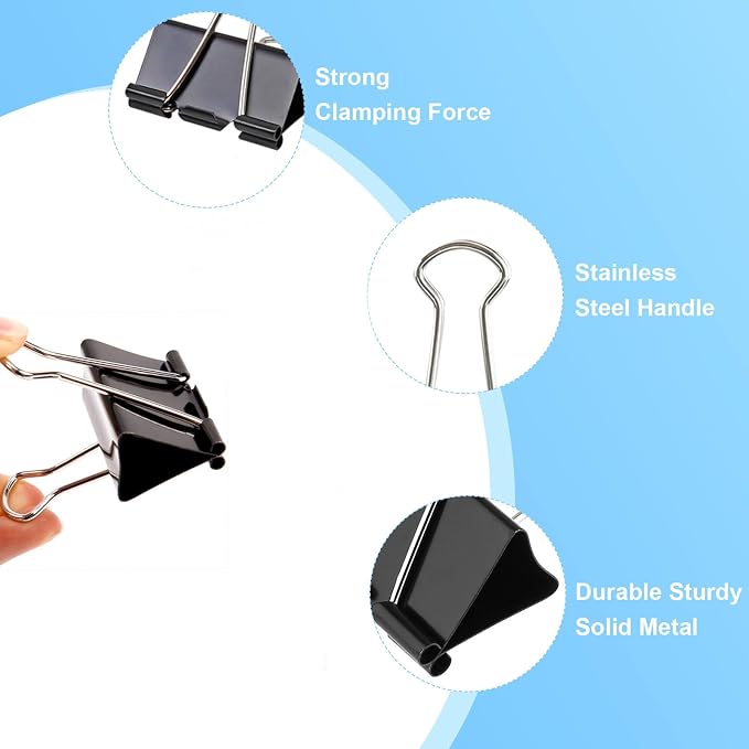 148Pcs Small Binder Clips Black, 0.75 in/19mm Mini Binder Paper Clips Office - Image 6