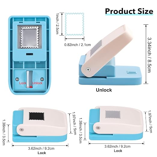 BAOFALI 2Pcs/Set 1X0.8inch Rectangular Postage Stamp Punch, Scalloped Rectangle - Image 2