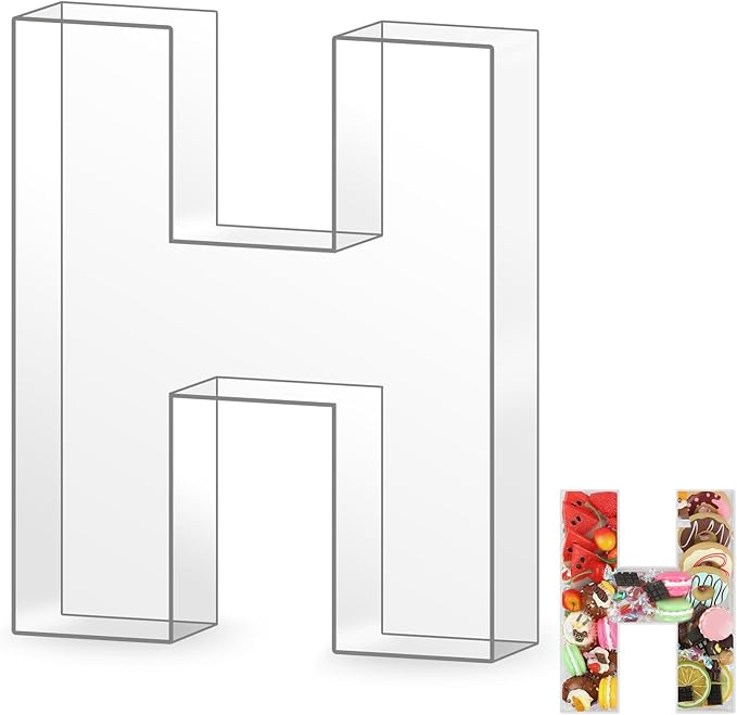 10" H Clear Acrylic Letter Charcuterie Board Box, Reusable Fillable Decorative by Esmorah