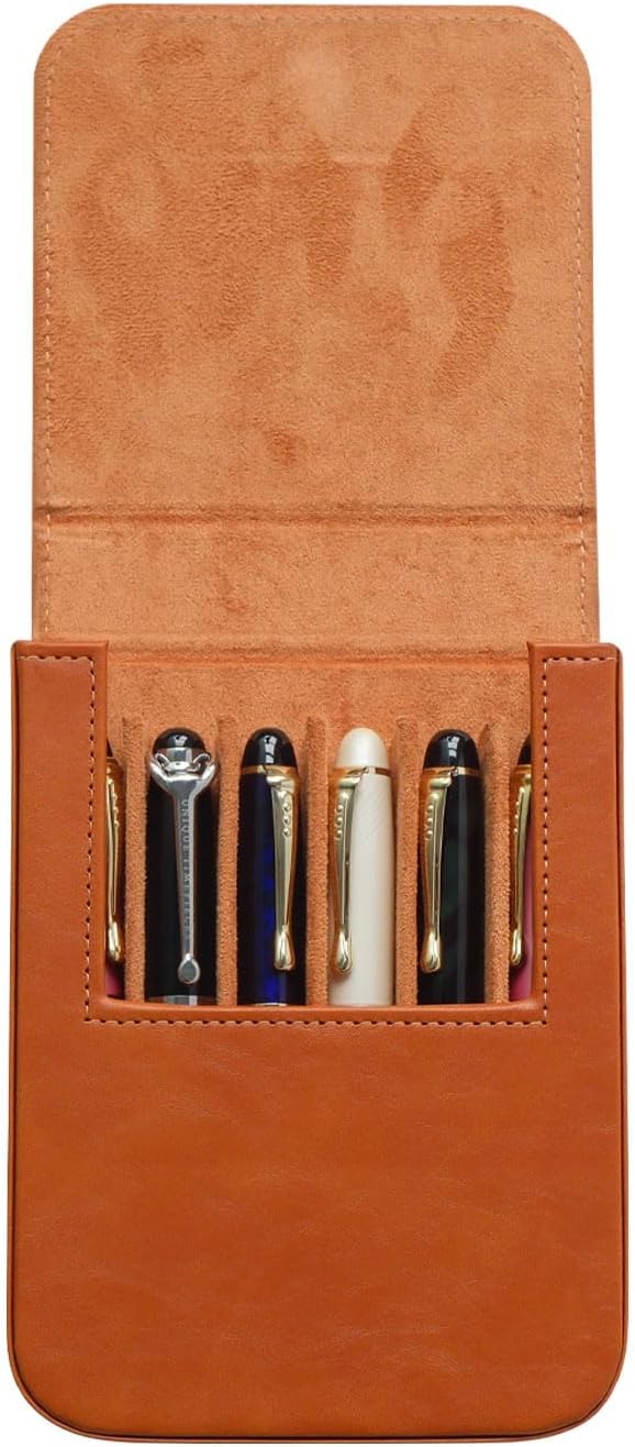 Leather 6 Fountain Pen/Pencil Tray Case, Magnetic Closure - Image 8