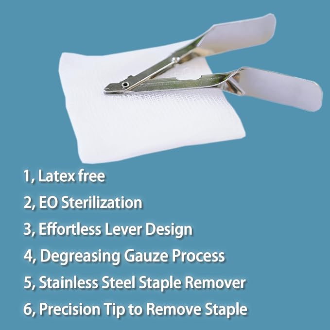 Skin Staple Removal Kit, Includes Staple Remover and Gauze Sponge - Image 3