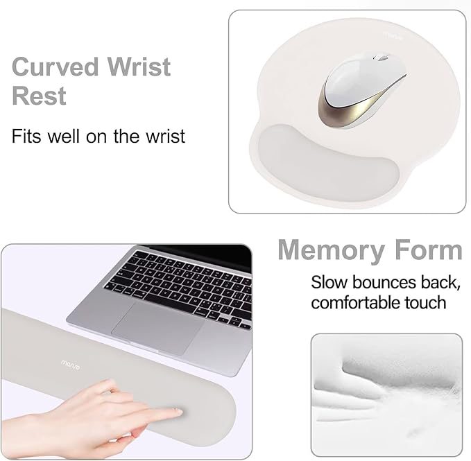MOSISO Wrist Rest Support for Mouse Pad&Keyboard Set, Circle Curved Ergonomic - Image 4