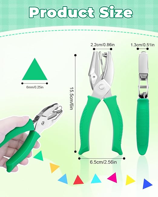 UCEC 1/4" Triangle Hole Punch Metal Handheld Paper Punch Single Hole Tag Punch - Image 2