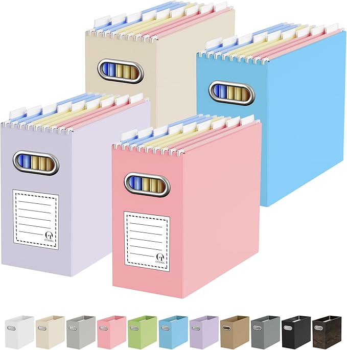 Oterri File Organizer Box, Portable Collapsible Cardboard File Folder Organizer by Oterri