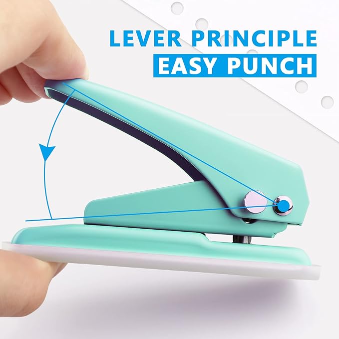 Single Hole Puncher, 1/4" Hole, 20 Sheet Capacity, 1 Pack | Metal Paper Punch - Image 3