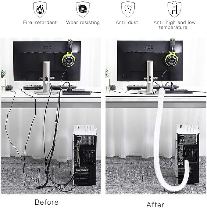 AGPTEK Cable Sleeve Cover, 10ft - Image 4