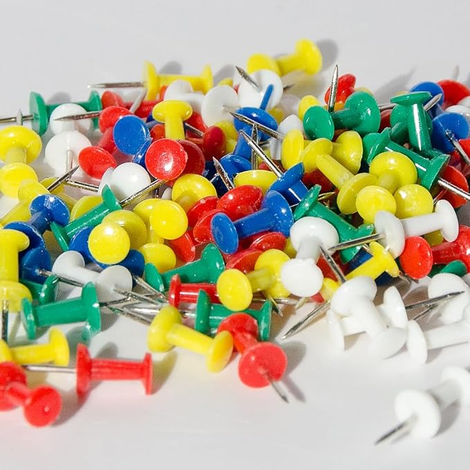 100 Pack Push Pins Tacks, Steel Point, Thumb Tacks by Ruocce