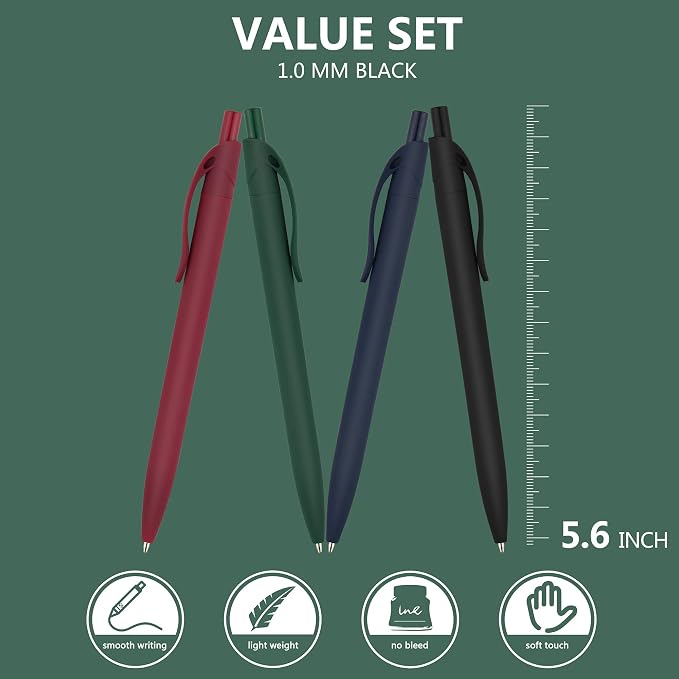 deegtran Pens Bulk, 100 Pack No Bleed Click Black Pens, Retractable Ballpoint - Image 2