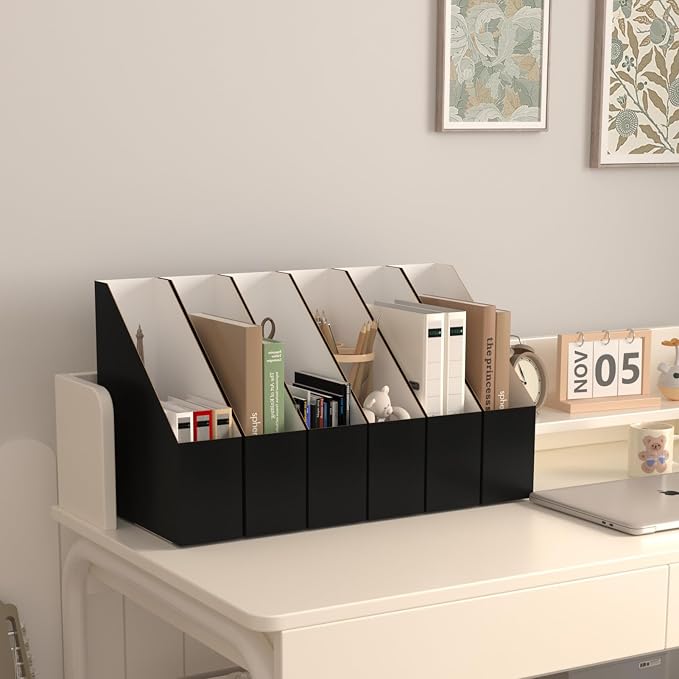 EXYGLO 12 Pack Black Magazine File Holder, Cardboard Magazine Rack - Image 6