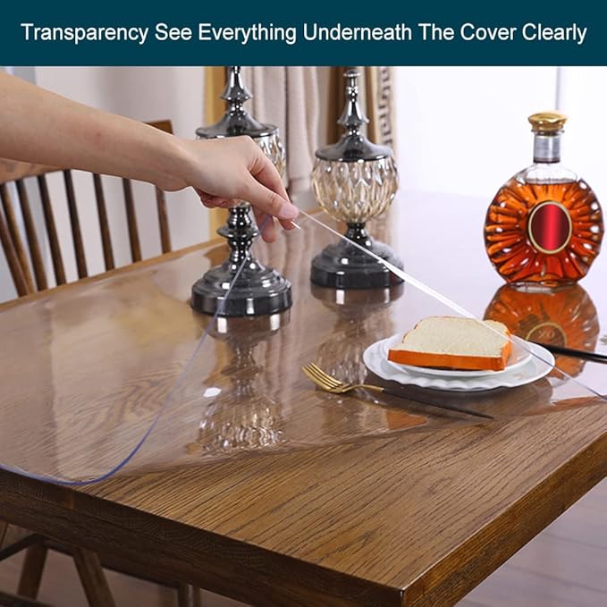 Wadrac 19x52 inch Clear Vinyl Table Cover Protector Desk Pad Protector Cover - Image 4