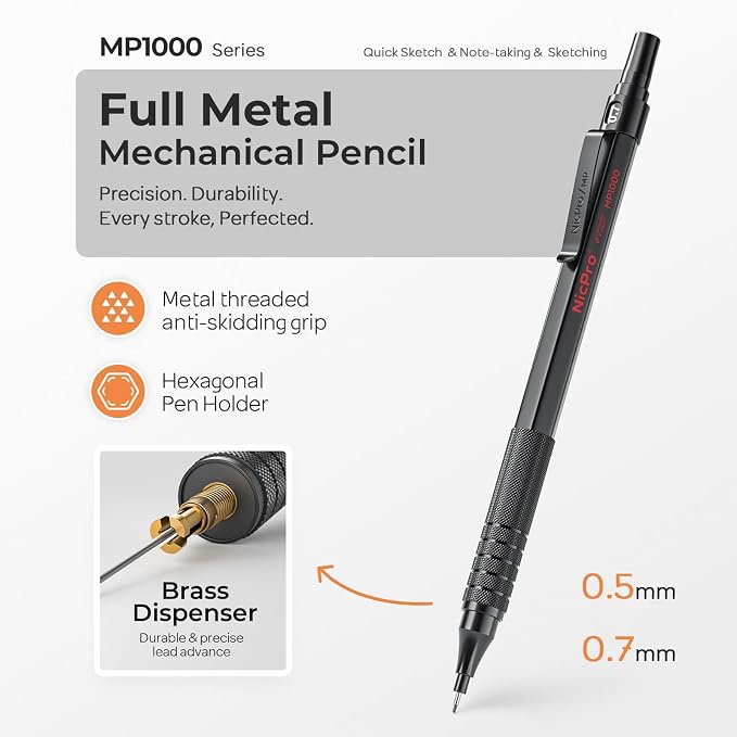 Nicpro 2 PCS Mechanical Pencil 0.5mm & 0.7 mm - Image 2