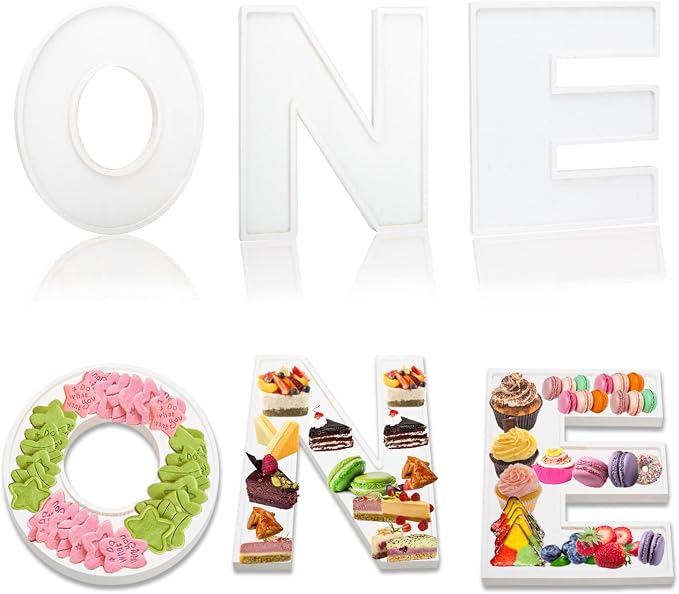 3pcs The Letters ONE Wooden Charcuterie Board, 12 Inch Larger 1st Birthday Food by Aksipo