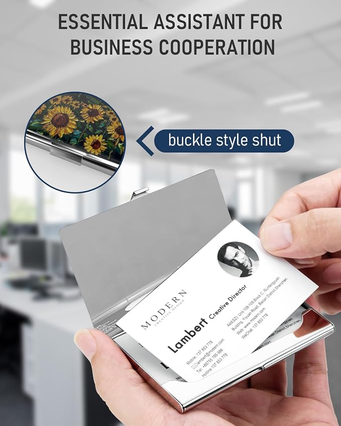 Business Card Metal Slim Organizer, Professional Stainless Steel Square Pocket - Image 5