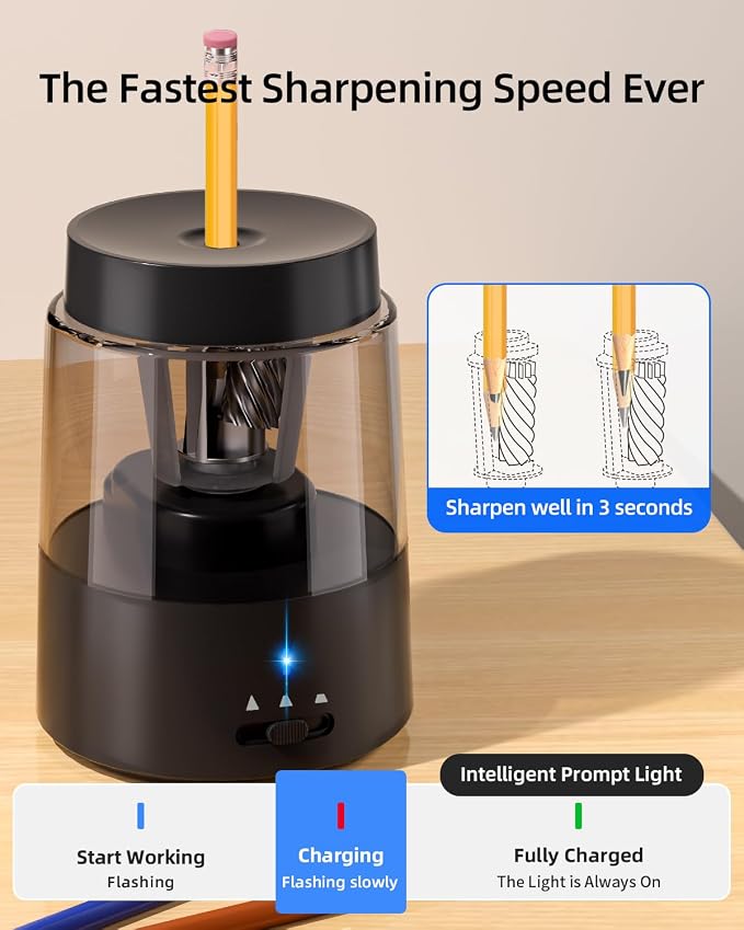 ZMOL Electric Pencil Sharpener, Automatic Pencil Sharpeners Students, Battery - Image 6