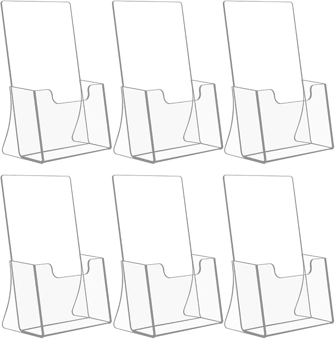 NIUBEE 6 Pack 8.5'' x 5.5'' Acrylic Bi-fold Brochure Holder by NIUBEE
