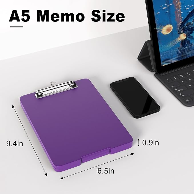 Hongri A5 Clipboard with Storage, Metal Retractable Pen Holder, 6 x 9'' Nursing - Image 2