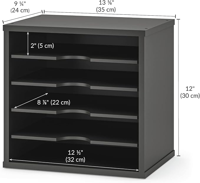 Ballucci 5-Tier File Organizer for Desk, Wooden Mail Sorter, Office Desk - Image 3
