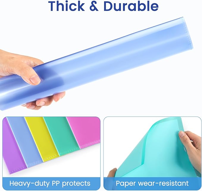 Sooez 25 Pack Clear Document Folder Project Pockets, 5 Assorted Colors - Image 5