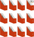 Limitliho 12 Pack Red Cardboard Magazine Holder, Sturdy Book Bins by Limitliho