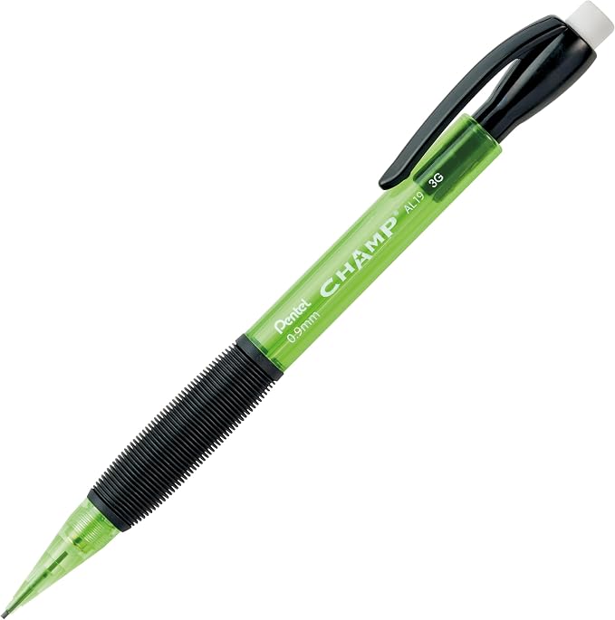 Pentel CHAMP Mechanical Pencil, Tinted Lime Green Barrel, Box of 12 - Image 2