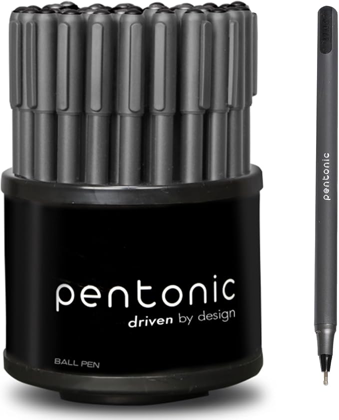 Pentonic Ballpoint Pens In Pen Organizer, Bulk 50 Count, 1.0 mm Medium Point by PENTONIC