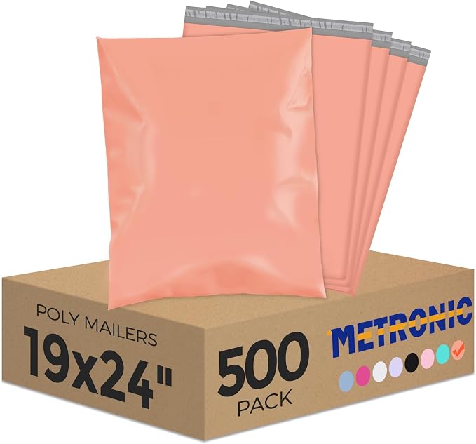 Metronic Poly Mailers 19X24 500Pack, Strong Adhesive Shipping Bags by METRONIC