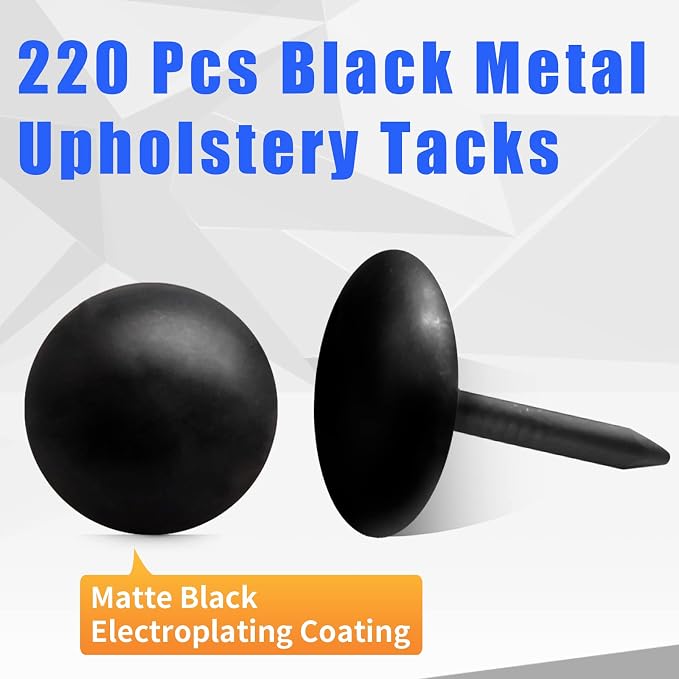 Bivethoi 220 Pcs Black Upholstery Tacks, 3/7 Inch Metal Round Head Thumb Tacks - Image 6