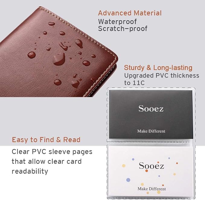 Sooez Leather Professional Business Card Book Holder Organizer, 240 Capacity - Image 4