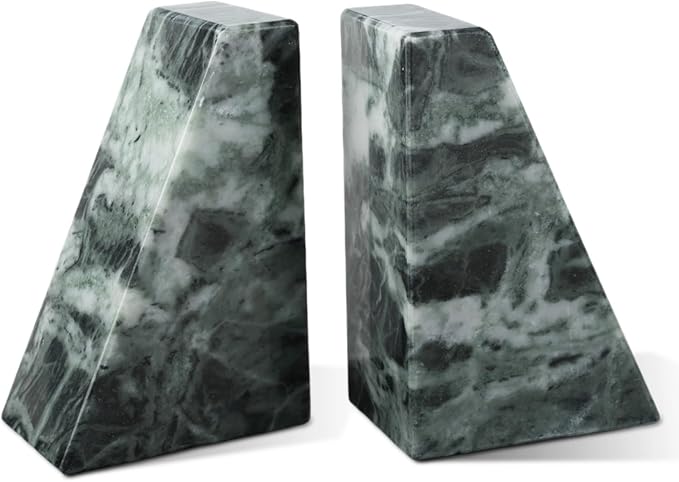 Karibiber Marble Bookends for Heavy Books, Decorative Bookends for Shelves by Karibiber