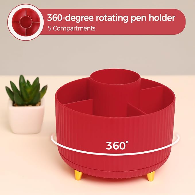 SKYDUE Red Office Supplies Set, Pencil Holder - Image 4