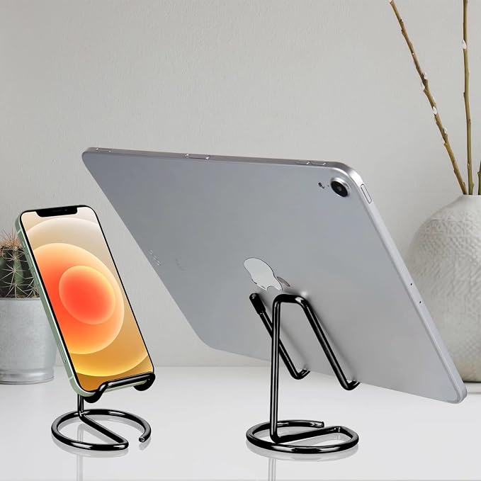 ROPOSY Cell Phone Stand for Desk, Cute Metal Black Cell Phone Stand Holder Desk - Image 7