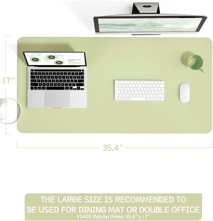 YSAGi Non-Slip Leather Desk Pad L Size, Waterproof Laptop Computer Desk - Image 2