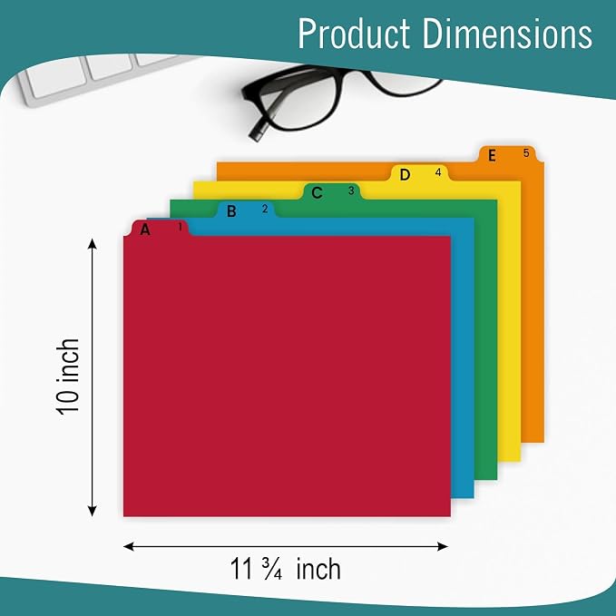 EXTRIC Alphabetical File Organizer 25 File Cabinet Dividers A-Z, 5 Colors | A-Z - Image 3