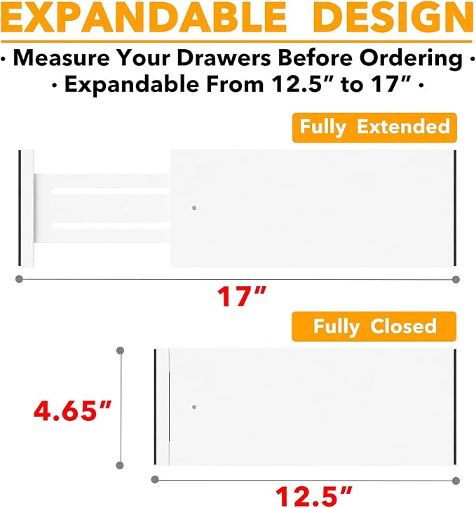 SpaceAid Bamboo Dresser Drawer Dividers 6 Pack, Adjustable 12.5“-17” Organizers - Image 3